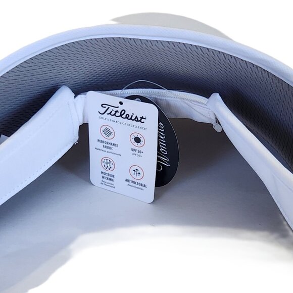 Titleist Sundrop Women's White Adjustable Golf Visor - Black Logo - One Size - Picture 3 of 3